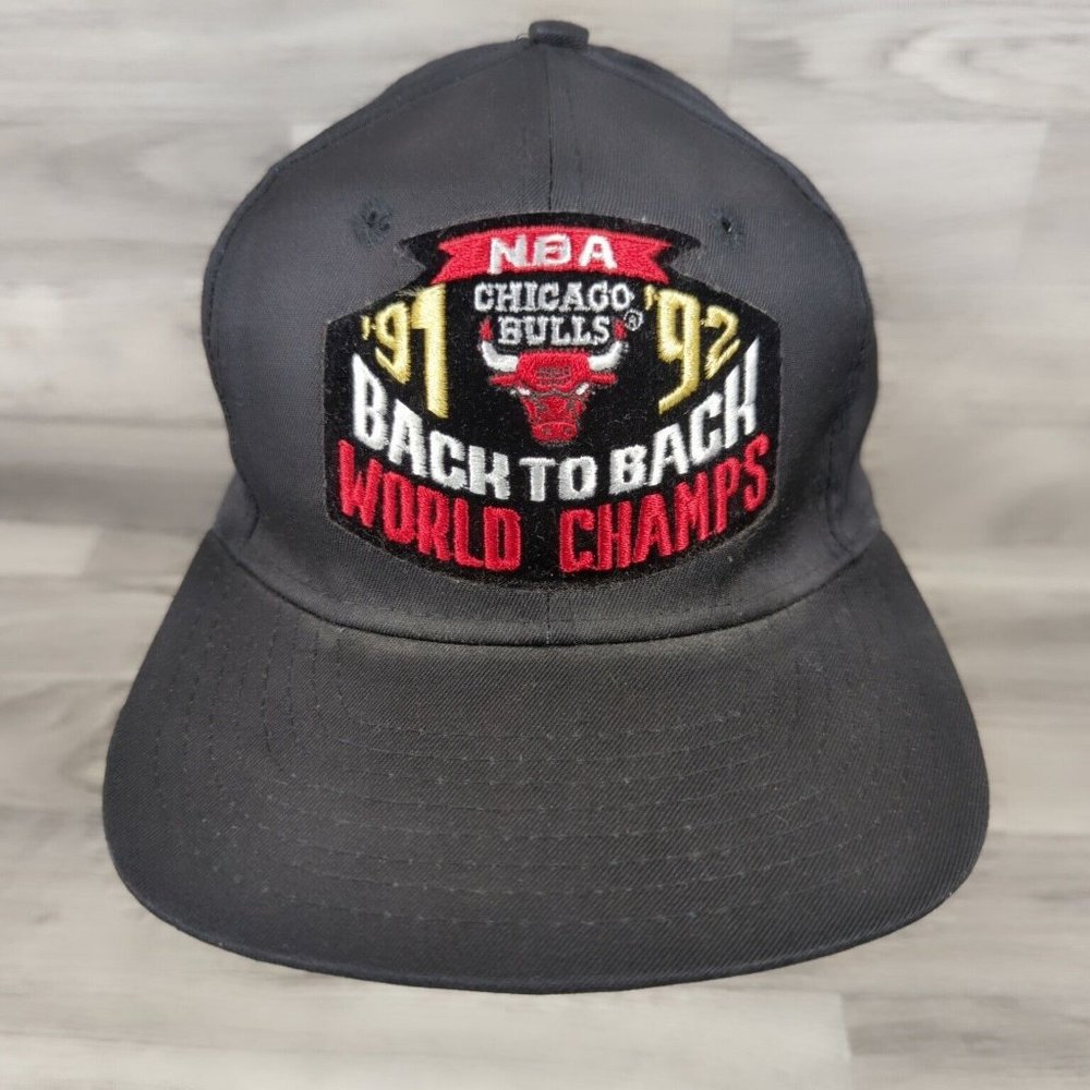 RARE Chicago Bulls Championship Hat 1991 1992 BACK TO BACK Vintage NBA Snapback